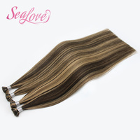 Extensions de cheveux humains Remy à pointe plate, double épaisseur, kératine, pointe en K, lisses et douces, pré-collées