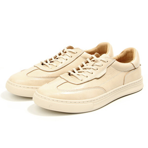Off <b>White</b> Slightly Distressed Vegetable Tanned Leather Sneakers <b>Lace</b> Up Cushioned Youth Walking Style Shoes - Product Image 5