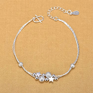 Bracciale a sfera in argento sterling 925 per donna, alla moda, coreano, regolabile, a doppio strato, con perline, gioiello con ciondolo per feste, idea regalo - Product Image 6