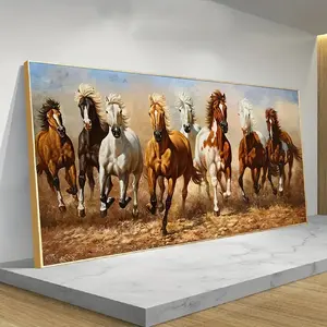 Poster kanvas hewan kuda lari 8 besar Modern Gambar seni dinding cetak untuk ruang tamu kamar tidur lukisan cetak dekorasi