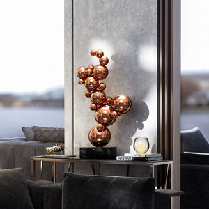 Meuble TV <span class=keywords><strong>Huang</strong></span> Master, style minimaliste moderne, abstrait, en acier inoxydable, table d'appoint, boîte cadeau pour salon - Product Image 4