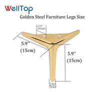 Pieds de canapé en métal Vt-03.176, 13, 15, 18 cm, pieds de meubles triangulaires en métal pour armoires, canapés, commodes, bancs