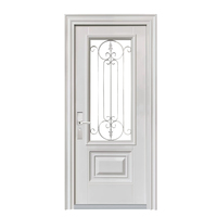 Portes en acier de sécurité, porte d'entrée en métal, porte extérieure imperméable de haute qualité en provenance de Chine, portes en acier avec vitrage pour la maison