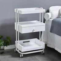 Chariot de luxe léger haut de gamme pour salon de beauté, gestion de la peau, chariot avec étagère de rangement en bois, chariot à outils en métal et en plastique