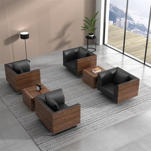 Commercial Latest New Design Light Luxury Living Room Black Leather <strong>Office</strong> Furniture <strong>Sofa</strong> <strong>Set</strong> - Product Image 5
