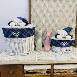 Natural Wicker <strong>Laundry</strong> <strong>Basket</strong> Set Eco-Friendly Durable Strong Plush Toy Decoration Lid 4pcs Removable Liner for <strong>Children</strong> Daily - Product Image 5