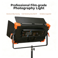Panneau lumineux LED plat en métal 200W pour studio, enregistrement vidéo, diffusion en direct, photographie, rétroéclairage, température de couleur réglable