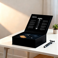 Boîte à rasoir personnalisée avec logo, style livre, fermeture magnétique, emballage en carton rigide, fabrication artisanale pour cosmétiques et soins personnels