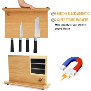 Bloc à couteaux en bambou 7 pièces, support magnétique en bois pour couteaux, rangement de cuisine - Product Image 5