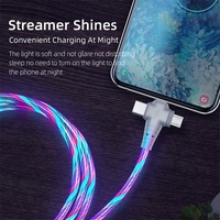 3 en 1 LED Glowing Chargers y Data Phone 1M 2M 5V 2.4A Cable de carga rápida para iPhone IOS Android TYPE C Cable USB