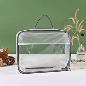 Custom Transparent Plastic PVC Zipper Bedding <b>Pillow</b> Quilt Cover Carrier Bag for Packing Bed Sheet With Rope Handle - Product Image 5