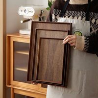Plateau de service en bois de noyer noir avec base en MDF pour la maison, la cuisine, le restaurant, le café, le thé, le dîner, le petit-déjeuner