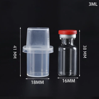 Boîtier de voyage modulaire transparent en plastique PP 3 ml à 1 compartiment pour poudre lyophilisée, sans BPA, OEM, flacon d'échantillon en vrac pour chaîne du froid