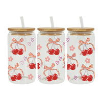 Mug à café 16oz Cherry Sweet Dream, enveloppes pour gobelets, autocollants de transfert DTF UV en gros, motifs Girlish Thoughts