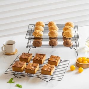Custom Wholesale Supply Home Kitchen 3 Tier Silver Metal Wire Stainless Steel <b>Cooling</b> <b>Rack</b> for Bakery Cake Bread Barbecue - Product Image 3