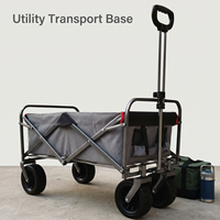 Chariot de camping pliable en acier inoxydable à quatre roues pour la plage, les courses et le rangement extérieur