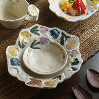 Assiette creuse vintage en porcelaine pour plantes, vaisselle, plat à fruits, assiette à dessert – Compatible micro-ondes, origine Chine, cadeau de pendaison de crémaillère