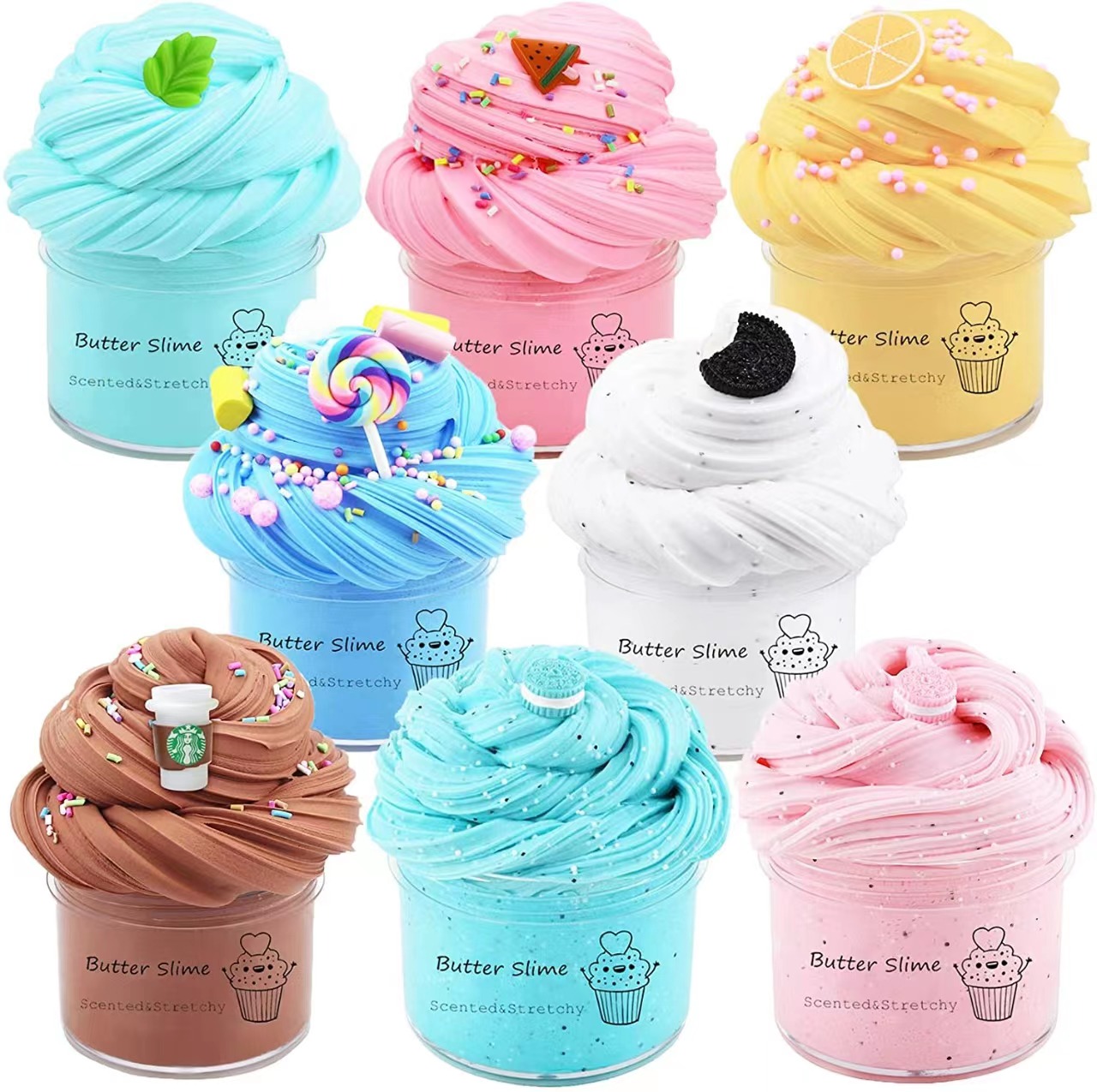 Candy Butter Fluffy Slime Supplies, полимерная глина, замазка с добавками, мягкий легкий пластилин, жевательная резинка с подвесками, антистрессовые игрушки, 60 мл