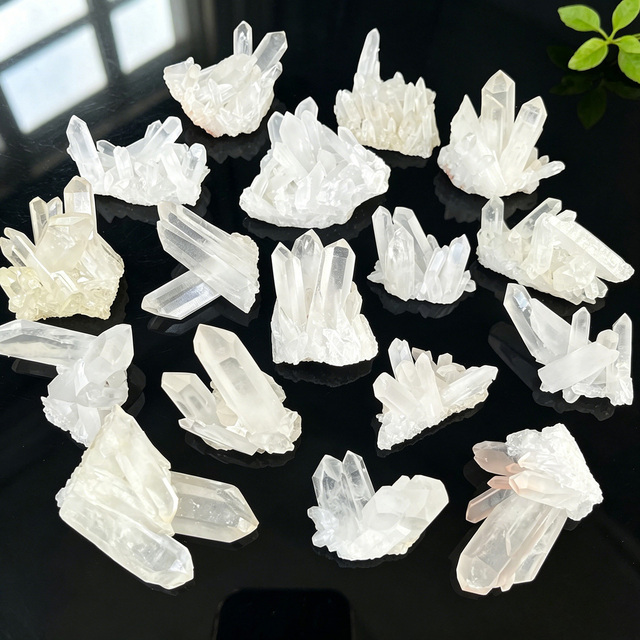 Natural Clear Quartz Crystal Cluster Raw White Rock Quartz Crystal Cluster Specimen for Home Office Decoration