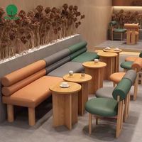 Moontree Coffee Shop Fast Food Commercial Square Cafe Banc de restaurant en cuir et bois Meuble canapé Stand Table et chaise
