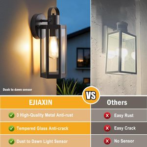 Lámpara de Pared LED Dusk Dawn Negra, IP65 Impermeable, de Acero Inoxidable y Policarbonato, Ángulo de Haz de 20 Grados, CRI 90, para Jardín - Product Image 2