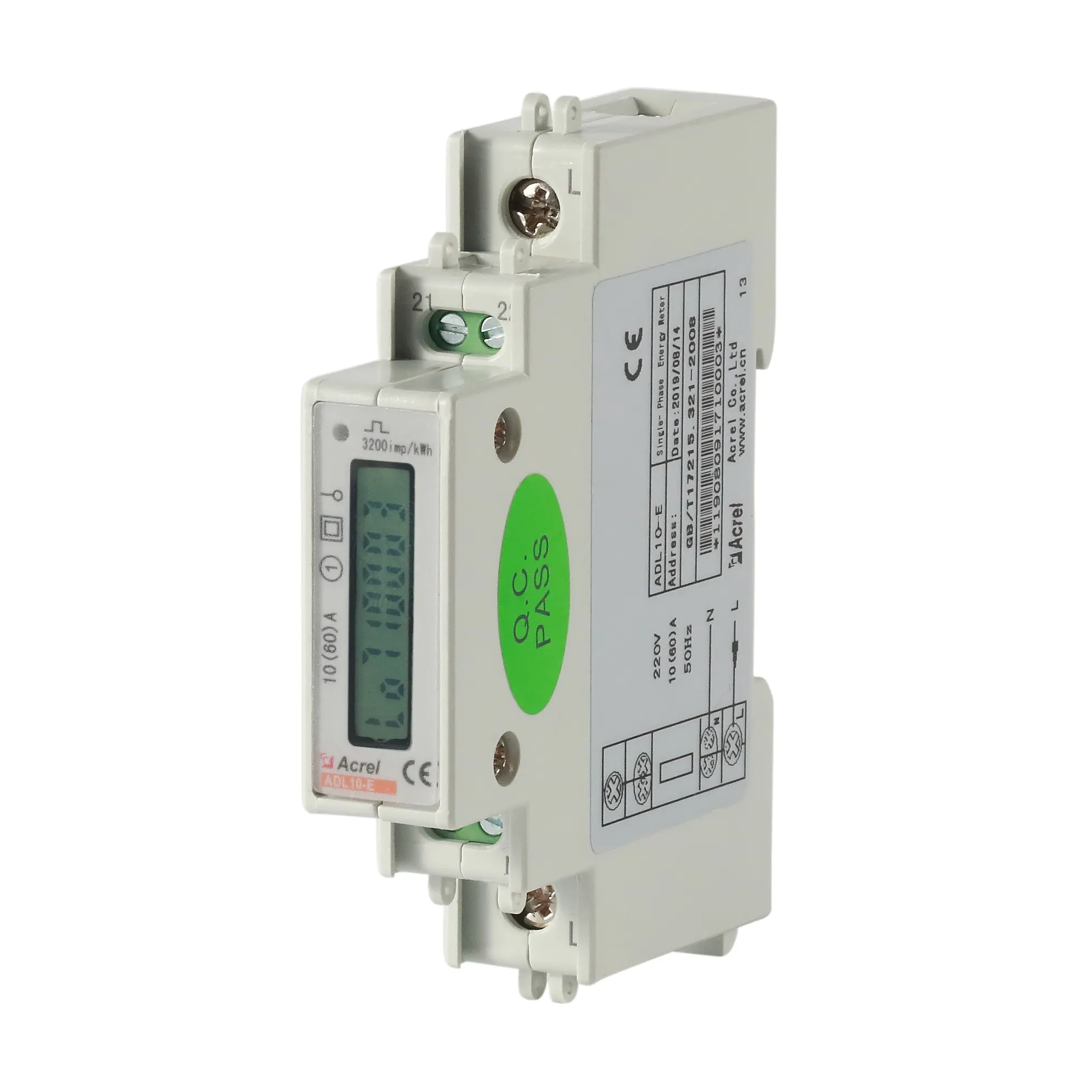 Acrel ADL10-E/C 1 Fase Energiemeter Max 60a Directe Verbinding Rs485 Communicatie
