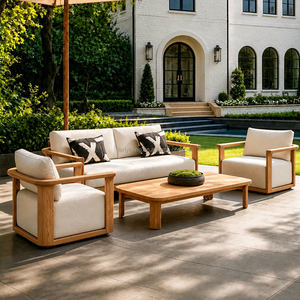 FERLY Set di Mobili <span class=keywords><strong>da</strong></span> Esterno Moderni per Resort, Divano <span class=keywords><strong>da</strong></span> <span class=keywords><strong>Giardino</strong></span> per Hotel, Set <span class=keywords><strong>da</strong></span> <span class=keywords><strong>Patio</strong></span> <span class=keywords><strong>in</strong></span> <span class=keywords><strong>Legno</strong></span> per Villa - Product Image 1