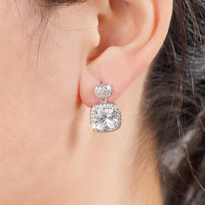 Pendientes de mujer con cristales de imitación y corte cojín, geométricos, de aleación, para fiesta, joyería clásica - Product Image 5