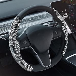 Ling-cubiertas universales para <span class=keywords><strong>volante</strong></span> de coche, accesorio brillante de cristal brillante, venta al por mayor - Product Image 5