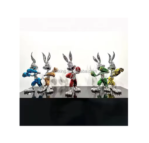 Offre Spéciale populaire miroir galvanoplastie résine lapin Boxer Statue Art artisanat pour la décoration ou la Collection intérieure ou extérieure - Product Image 5
