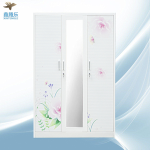 Tengle Vente Flash <span class=keywords><strong>Pas</strong></span> <span class=keywords><strong>Cher</strong></span> En Acier 3 Portes Almirah Meubles de Chambre <span class=keywords><strong>avec</strong></span> <span class=keywords><strong>Serrure</strong></span> et Clé En Acier Fleur Impression Armoire En Métal - Product Image 1