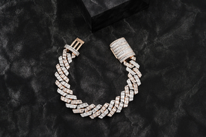 White Gold 15mm Baguettes Rounds Moissanite Diamond Studded <b>Bangle</b> GIA Certified Unisex High Quality Luxury Jewelry Gift Export - Product Image 3