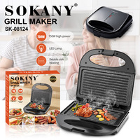 NOUVEAU Design 750W Machine à sandwich multifonctionnelle à double face chauffante et antiadhésive pour le petit-déjeuner