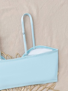 Lindo Traje de Baño <span class=keywords><strong>Bikini</strong></span> <span class=keywords><strong>con</strong></span> Diseño de <span class=keywords><strong>Tirantes</strong></span> Cruzados para Niñas y Adolescentes, Conjunto de 2 Piezas para Nadar en la Playa - Product Image 4