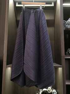 Haut de gamme femmes décontracté élégant polyvalent minceur ample plissé large jambe jupe <span class=keywords><strong>pantalon</strong></span> couleur unie irrégulière élastique haut - Product Image 3