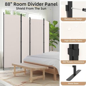 Divisorio Pieghevole a 4 Pannelli con 3 Piedi in Metallo, 224 cm di Larghezza, Schermo Portatile <span class=keywords><strong>per</strong></span> Ufficio/Camera da Letto/Camera dei Bambini - Product Image 3