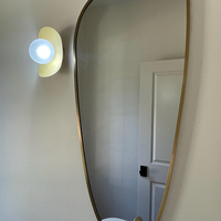 Applique Murale Moderne Nordique Créative pour Couloir, en Laiton Massif, Forme Haricot, avec Globe en Verre Opale, Lampe Murale LED Organique Effet Galet