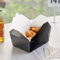 Échantillon gratuit Boîtes à fentes noires de qualité alimentaire Logo personnalisé Recyclable Papier kraft Sushi & Nouilles Capacité 24-66 oz Boîte à emporter