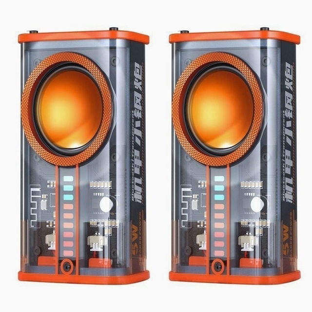 Transparent Mecha Wireless Bluetooth Speaker Portable Mini Subwoofer Support 3D Surround Sound TWS Series Audio Loudspeaker