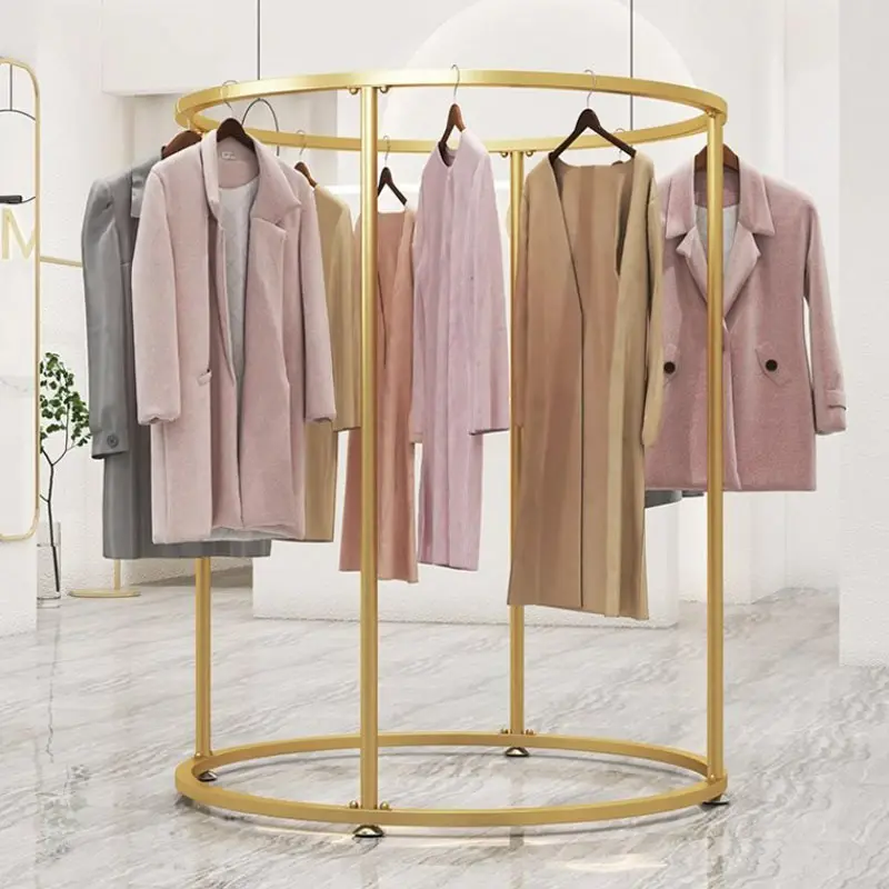Customized Boutique Furniture Gold Clothing Display Stand Metal Clothes Racks Women's Clothing Racks
