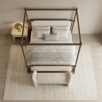 Lit à baldaquin en bois massif, style moderne et luxueux, capitonné, pour chambre principale et suite parentale moderne