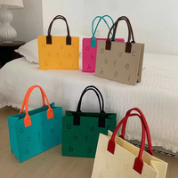 Sac fourre-tout personnalisé de grande capacité pour femmes, organisateur réutilisable en feutre de laine, rangement pliable et écologique pour les courses avec logo personnalisé