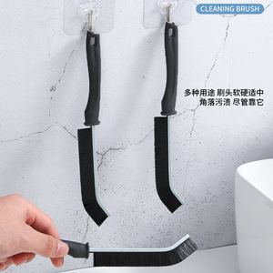 Cepillo para rincones de baño Wuxin, de plástico negro, multifuncional, para limpiar juntas de azulejos, cepillo de pared para eliminar el polvo de las juntas de las esquinas. - Product Image 1