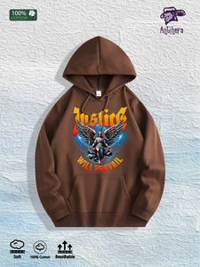 Magazzino Locale USA: Felpa con Cappuccio 100% Cotone con Grafica 'La Giustizia Prevalle', 7 Colori - Product Image 4