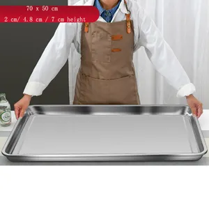 Lar70x50cm商業レストランステンレス鋼ベーカリートレイ長方形オーブンフードトレイパンローフ用