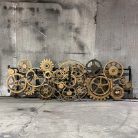 Sculpture Murale Rotative 3D en Forme d'Horloge à Engrenages en Fer Style Steampunk, Faite à la Main, Personnalisable, Art de Collection