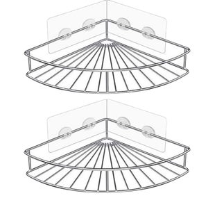 Organizador de Ducha de Acero Inoxidable de Doble Nivel para Montar en la Pared, Organizador Adhesivo para Esquinas de Baño y Cocina - Product Image 1