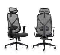Chaise de bureau moderne à dossier haut en maille en forme de Y avec appui-tête, ergonomique, pivotante à 360°, soutien lombaire, pour usage hôtelier