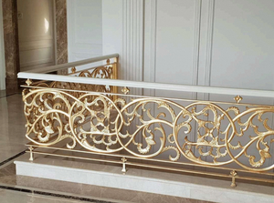 Rampe d'escalier haut de gamme en fer forgé doré, décorative, pour intérieur, balustrade métallique sur mesure pour villa - Product Image 3