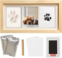 Kit de trace de patte écologique fait main pour chiens et chats, cadre photo en bois, cadeau commémoratif pour animaux de compagnie avec tampon encreur en argile